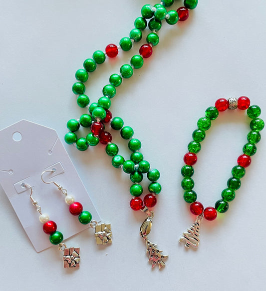 3 Pieces Christmas Tree Set- Bracelet, Earrings, and Necklace